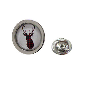 Circular Red Deer Head Design Lapel Pin